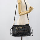 Miu Miu Hand Bag Leather 2way Black Gold Auth 189500SAM-25