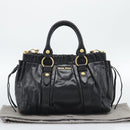 Miu Miu Hand Bag Leather 2way Black Gold Auth 189500SAM-12