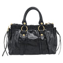 Miu Miu Hand Bag Leather 2way Black Gold Auth 189500SAM-2