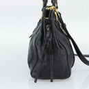 Miu Miu Hand Bag Leather 2way Black Gold Auth 189500SAM-3