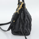 Miu Miu Hand Bag Leather 2way Black Gold Auth 189500SAM-4