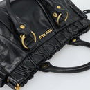 Miu Miu Hand Bag Leather 2way Black Gold Auth 189500SAM-6