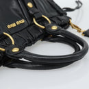 Miu Miu Hand Bag Leather 2way Black Gold Auth 189500SAM-7