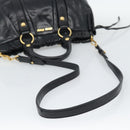 Miu Miu Hand Bag Leather 2way Black Gold Auth 189500SAM-8