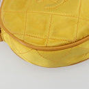 CHANEL Matelasse Shoulder Bag Satin Yellow Gold CC Auth 189501A-16