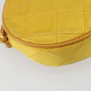 CHANEL Matelasse Shoulder Bag Satin Yellow Gold CC Auth 189501A-18