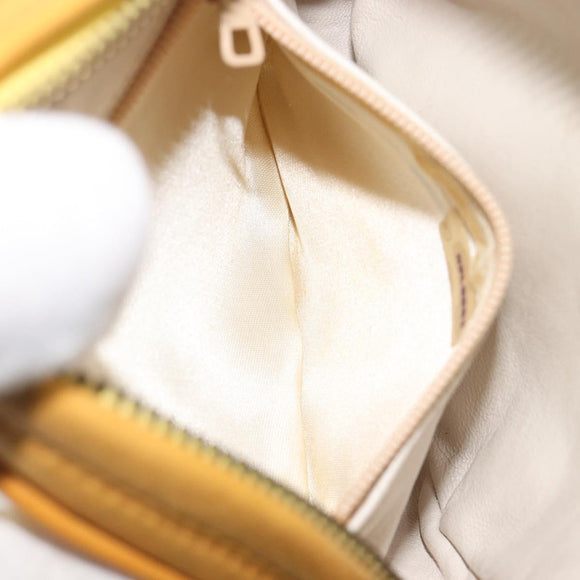 CHANEL Matelasse Shoulder Bag Satin Yellow Gold CC Auth 189501A