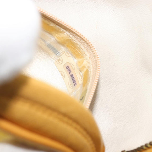 CHANEL Matelasse Shoulder Bag Satin Yellow Gold CC Auth 189501A