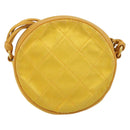 CHANEL Matelasse Shoulder Bag Satin Yellow Gold CC Auth 189501A-2