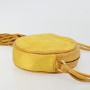 CHANEL Matelasse Shoulder Bag Satin Yellow Gold CC Auth 189501A-3