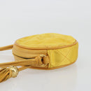 CHANEL Matelasse Shoulder Bag Satin Yellow Gold CC Auth 189501A-4