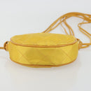 CHANEL Matelasse Shoulder Bag Satin Yellow Gold CC Auth 189501A-5