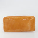 CHANEL Matelasse Standard Tote Bag Patent Leather Orange Silver CC Auth 189502A-10