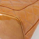 CHANEL Matelasse Standard Tote Bag Patent Leather Orange Silver CC Auth 189502A-13