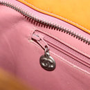 CHANEL Matelasse Standard Tote Bag Patent Leather Orange Silver CC Auth 189502A-21