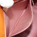 CHANEL Matelasse Standard Tote Bag Patent Leather Orange Silver CC Auth 189502A-22