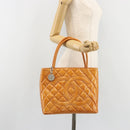 CHANEL Matelasse Standard Tote Bag Patent Leather Orange Silver CC Auth 189502A-25