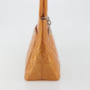 CHANEL Matelasse Standard Tote Bag Patent Leather Orange Silver CC Auth 189502A-5
