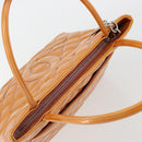 CHANEL Matelasse Standard Tote Bag Patent Leather Orange Silver CC Auth 189502A-6
