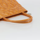 CHANEL Matelasse Standard Tote Bag Patent Leather Orange Silver CC Auth 189502A-7