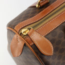 CELINE Macadam Canvas Boston Bag PVC Leather Brown Gold Auth 189503A-11