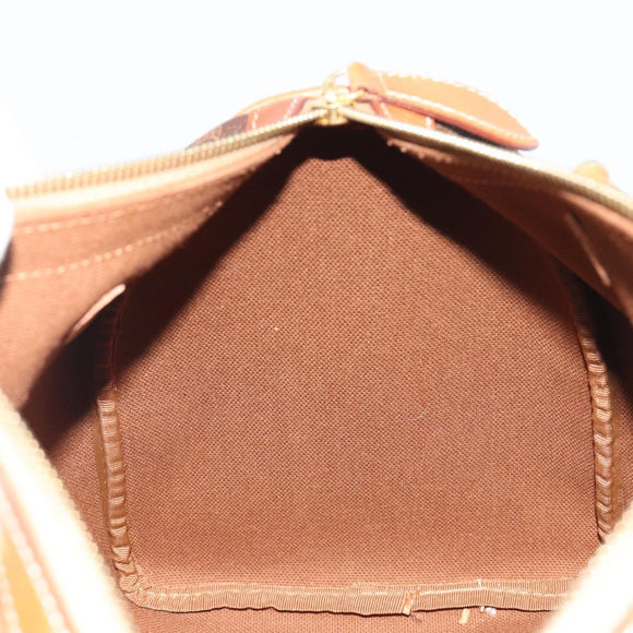 CELINE Macadam Canvas Boston Bag PVC Leather Brown Gold Auth 189503A