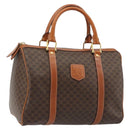CELINE Macadam Canvas Boston Bag PVC Leather Brown Gold Auth 189503A-1
