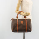 CELINE Macadam Canvas Boston Bag PVC Leather Brown Gold Auth 189503A-20