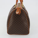 CELINE Macadam Canvas Boston Bag PVC Leather Brown Gold Auth 189503A-3