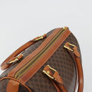 CELINE Macadam Canvas Boston Bag PVC Leather Brown Gold Auth 189503A-6
