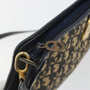 Christian Dior Trotter Canvas Shoulder Bag Navy Gold Auth 189506-10