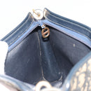 Christian Dior Trotter Canvas Shoulder Bag Navy Gold Auth 189506-18