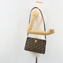 Christian Dior Trotter Canvas Shoulder Bag Navy Gold Auth 189506-20