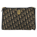 Christian Dior Trotter Canvas Shoulder Bag Navy Gold Auth 189506-13