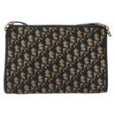 Christian Dior Trotter Canvas Shoulder Bag Navy Gold Auth 189506-2