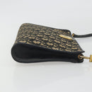Christian Dior Trotter Canvas Shoulder Bag Navy Gold Auth 189506-3