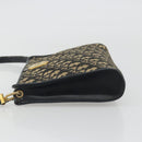 Christian Dior Trotter Canvas Shoulder Bag Navy Gold Auth 189506-4