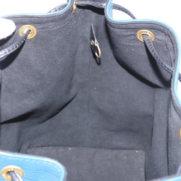 LOUIS VUITTON Epi Petit Noe Shoulder Bag Bicolor Black Blue M44152 Auth 189508