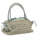 BOTTEGA VENETA INTRECCIATO Hand Bag Suede Light Blue Gold Auth 189511A-1