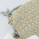 BOTTEGA VENETA INTRECCIATO Hand Bag Suede Light Blue Gold Auth 189511A-11