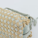BOTTEGA VENETA INTRECCIATO Hand Bag Suede Light Blue Gold Auth 189511A-12