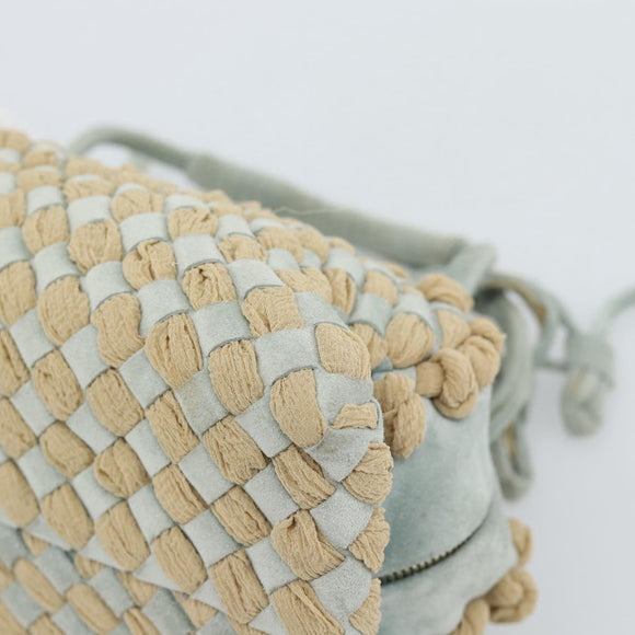 BOTTEGA VENETA INTRECCIATO Hand Bag Suede Light Blue Gold Auth 189511A