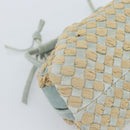BOTTEGA VENETA INTRECCIATO Hand Bag Suede Light Blue Gold Auth 189511A-13