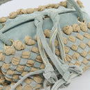 BOTTEGA VENETA INTRECCIATO Hand Bag Suede Light Blue Gold Auth 189511A-14