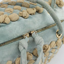 BOTTEGA VENETA INTRECCIATO Hand Bag Suede Light Blue Gold Auth 189511A-15