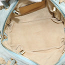 BOTTEGA VENETA INTRECCIATO Hand Bag Suede Light Blue Gold Auth 189511A-17