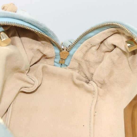 BOTTEGA VENETA INTRECCIATO Hand Bag Suede Light Blue Gold Auth 189511A