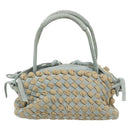 BOTTEGA VENETA INTRECCIATO Hand Bag Suede Light Blue Gold Auth 189511A-2
