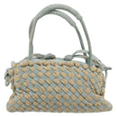 BOTTEGA VENETA INTRECCIATO Hand Bag Suede Light Blue Gold Auth 189511A-3