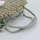 BOTTEGA VENETA INTRECCIATO Hand Bag Suede Light Blue Gold Auth 189511A-7